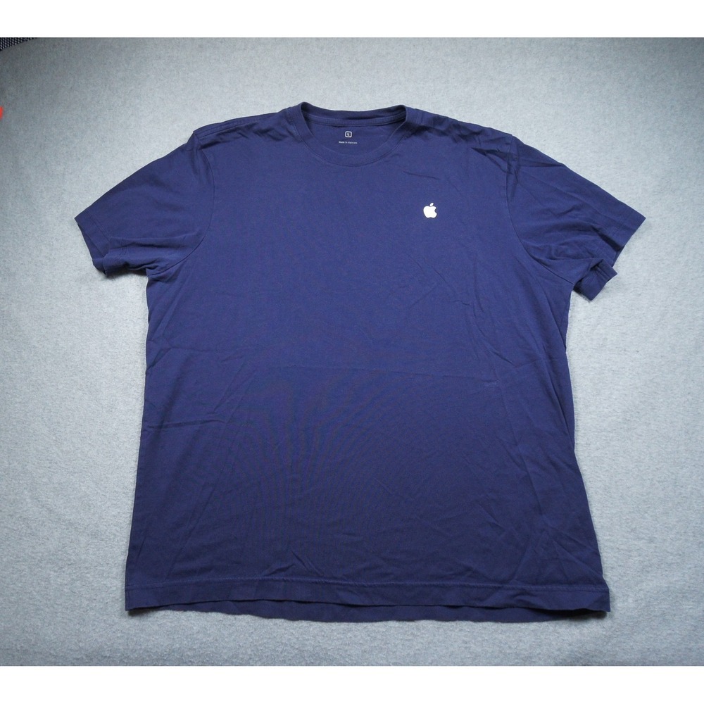 Apple Shirt Mens Large Blue Store Employee Tee Computer Technology Short Sleeve